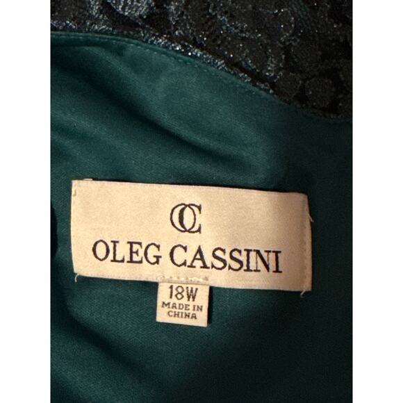 NWT Oleg Cassini Formal Dress Full Length Lace Glitter Green Size 18W - Picture 4 of 10